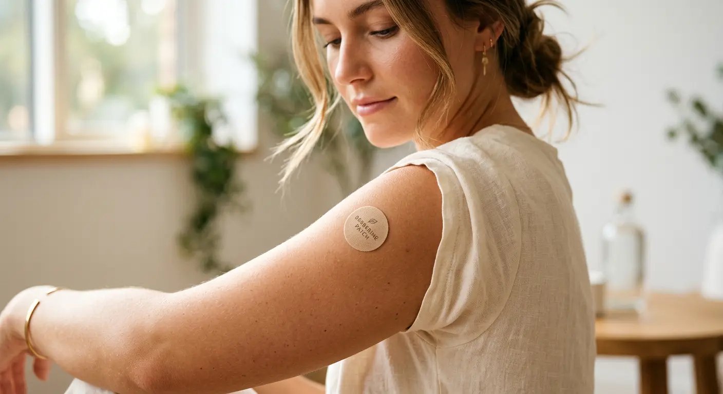 Berberine wellness patch applied to skin